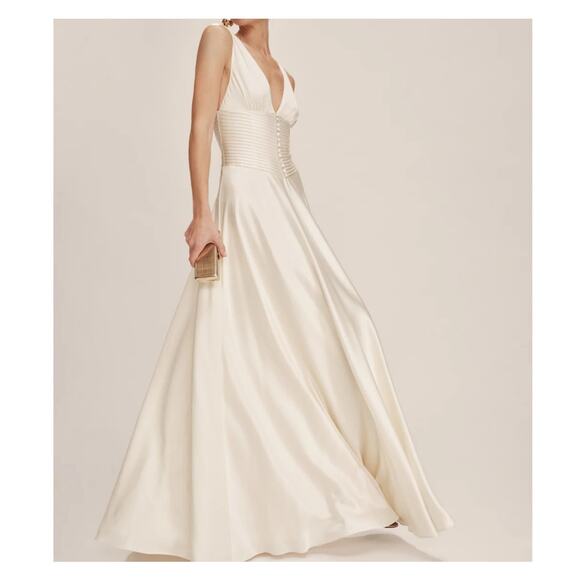 Reformation Arianwen Satin Dress Fior Di Latte - Picture 12 of 12